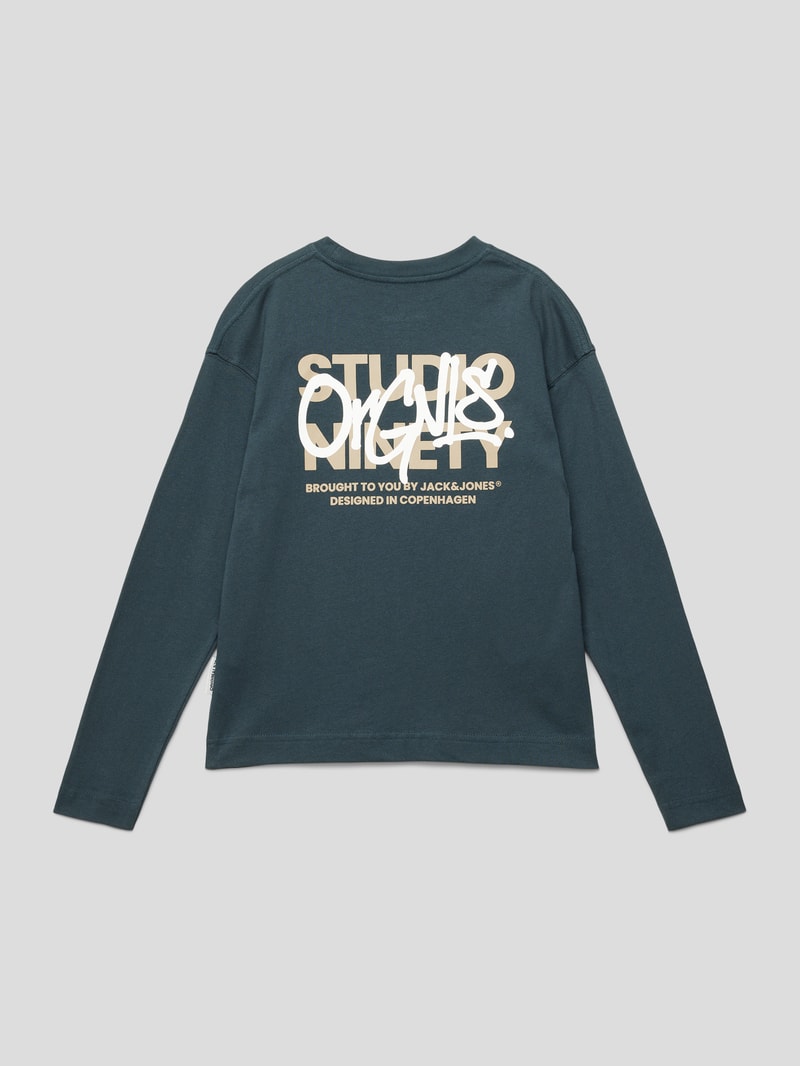 Longsleeve mit Statement-Prints Modell 'SILVERLAKE' in petrol