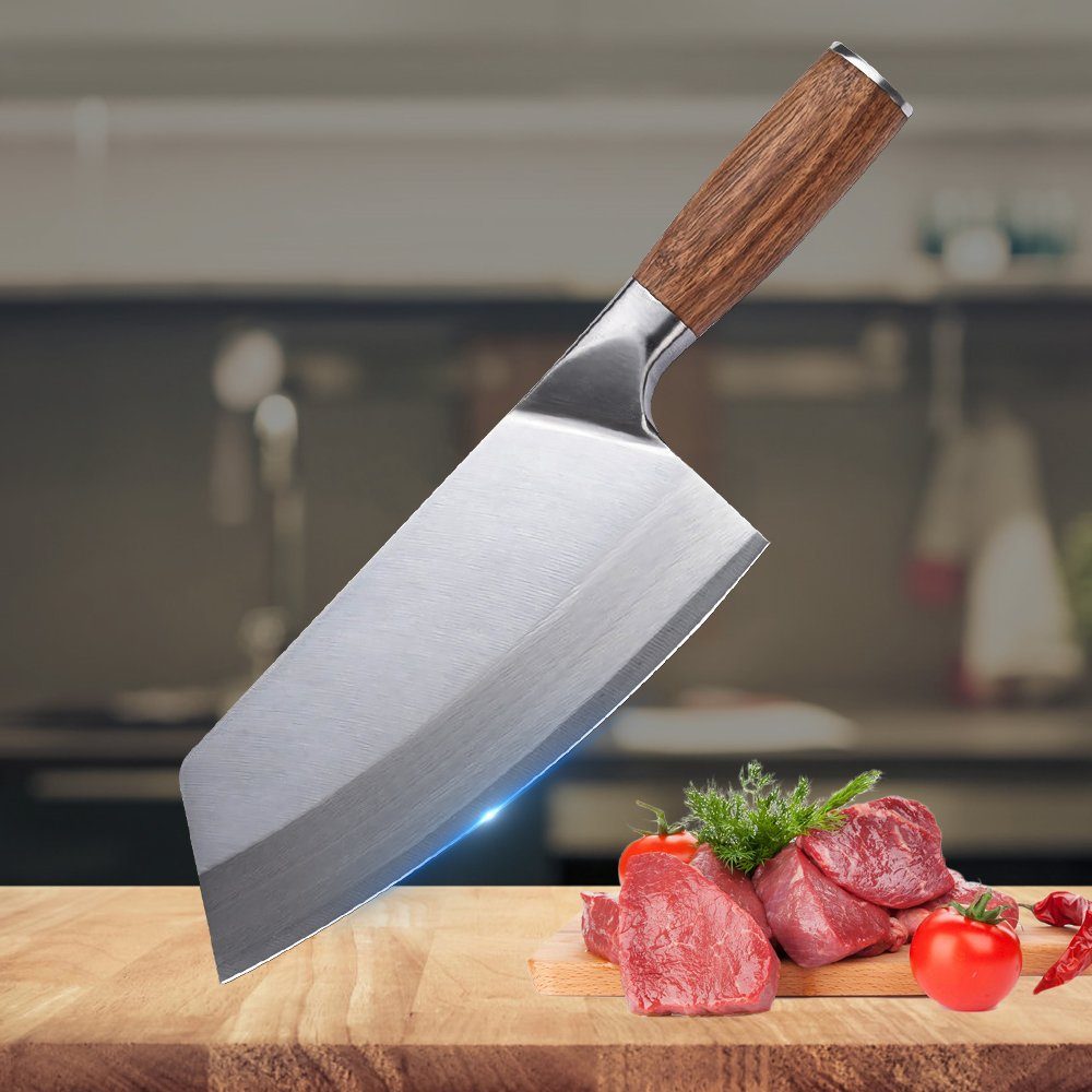 MDHAND Kochmesser Küche hohe Kohlenstoff-Edelstahl Schneiden Hackmesser, 32CM