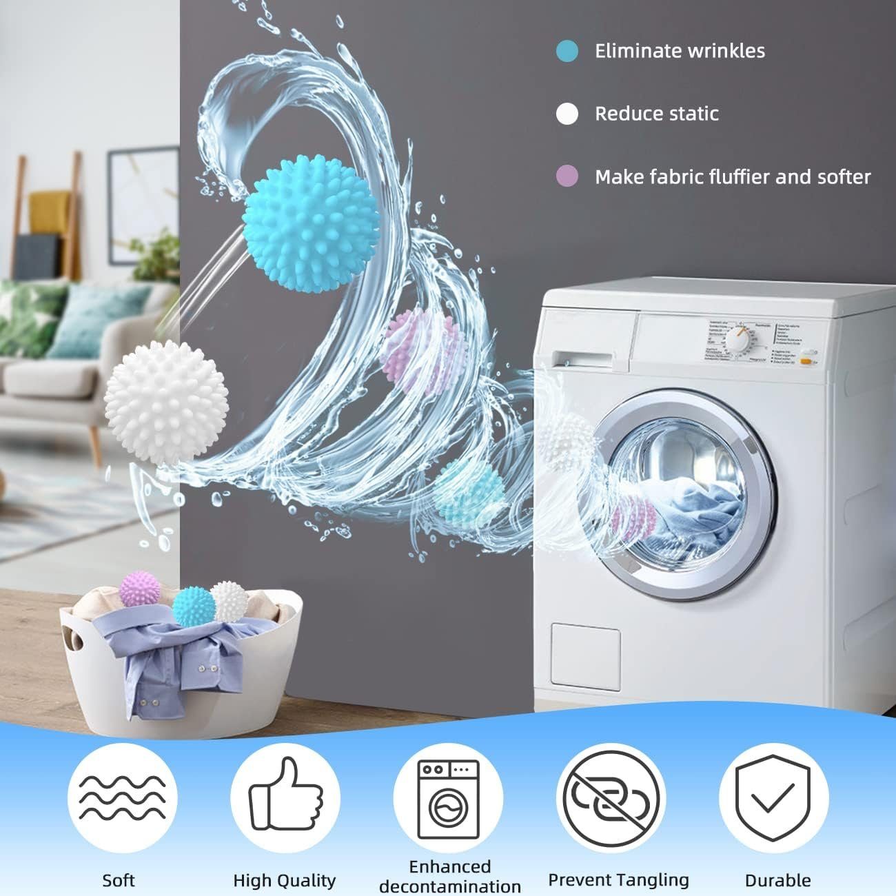KINOMI Wäschekugel 9 Stück Trockner Ball Waschball für waschmaschine Waschball (Set, 9-St), Trocknerbälle für Wäschetrockner, Dryer Balls für Reinigung