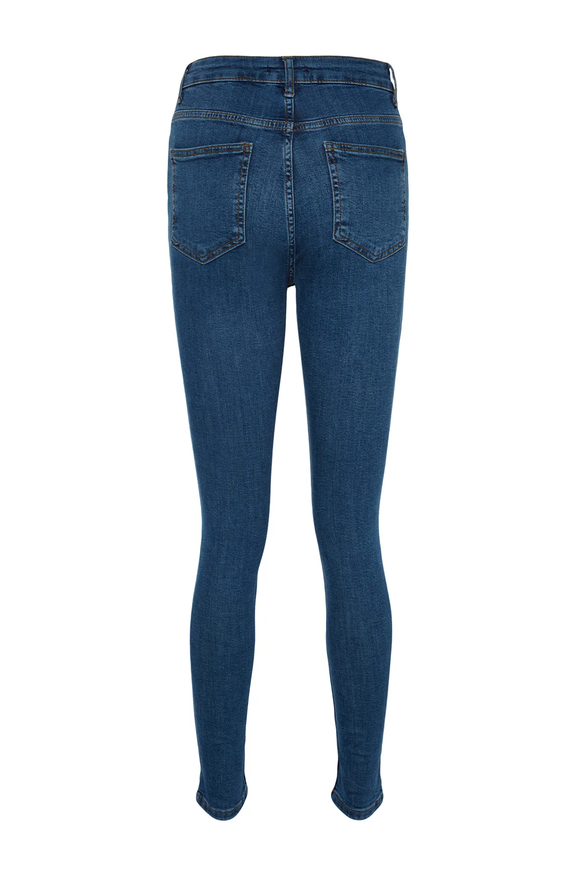Trendyol Collection  Dunkelblaue Röhrenjeans mit normaler Taille TWOAW24JE00067