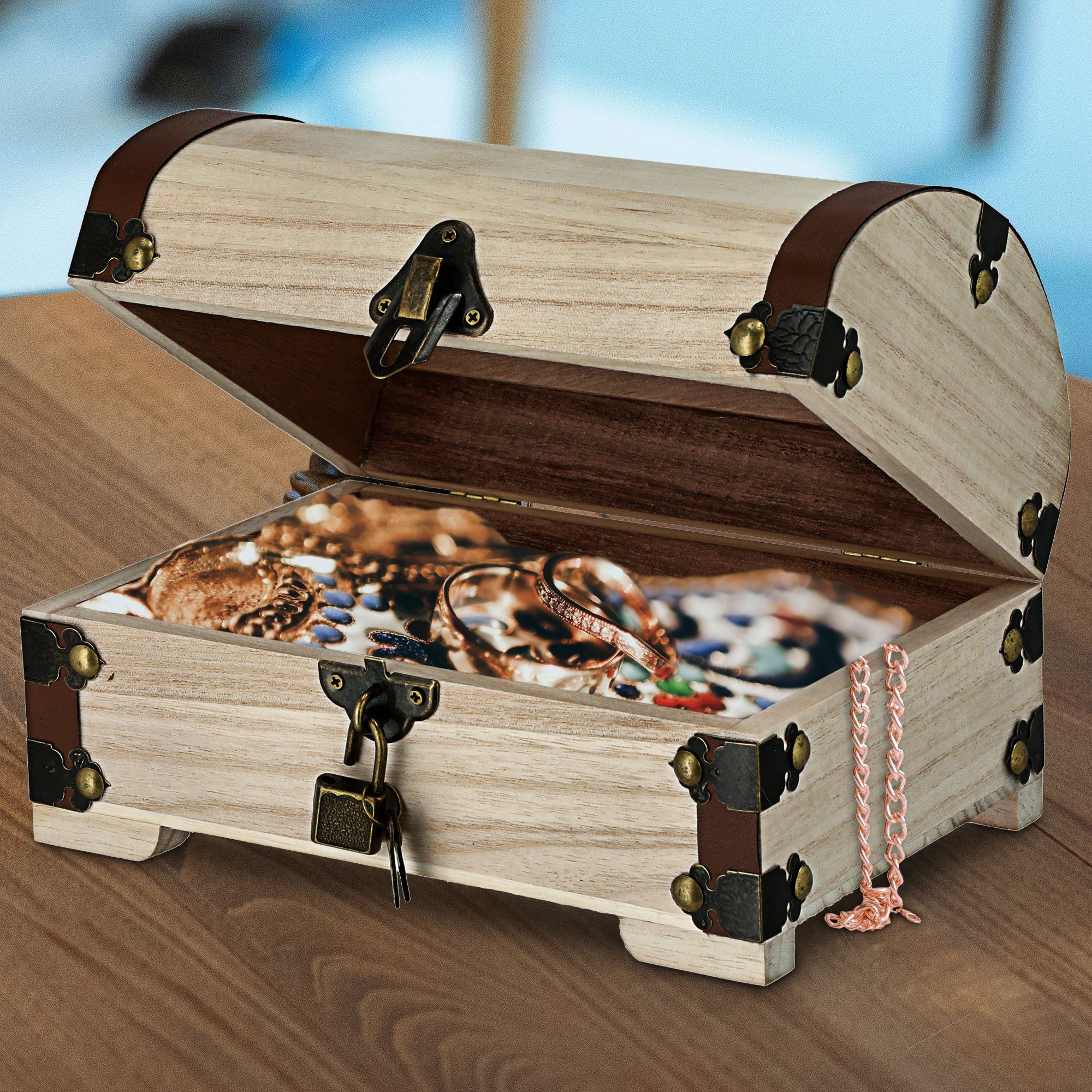CEPEWA Truhe Holztruhe Truhe Aufbewahrung Schatztruhe Holz