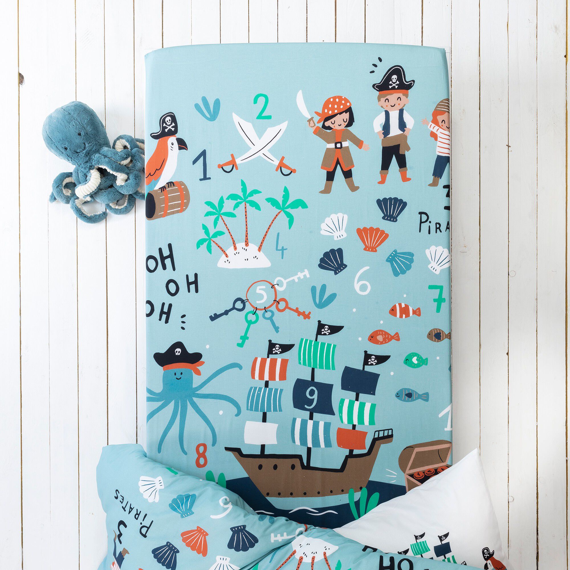 Linge de lit enfant Pirates imprimé en coton
