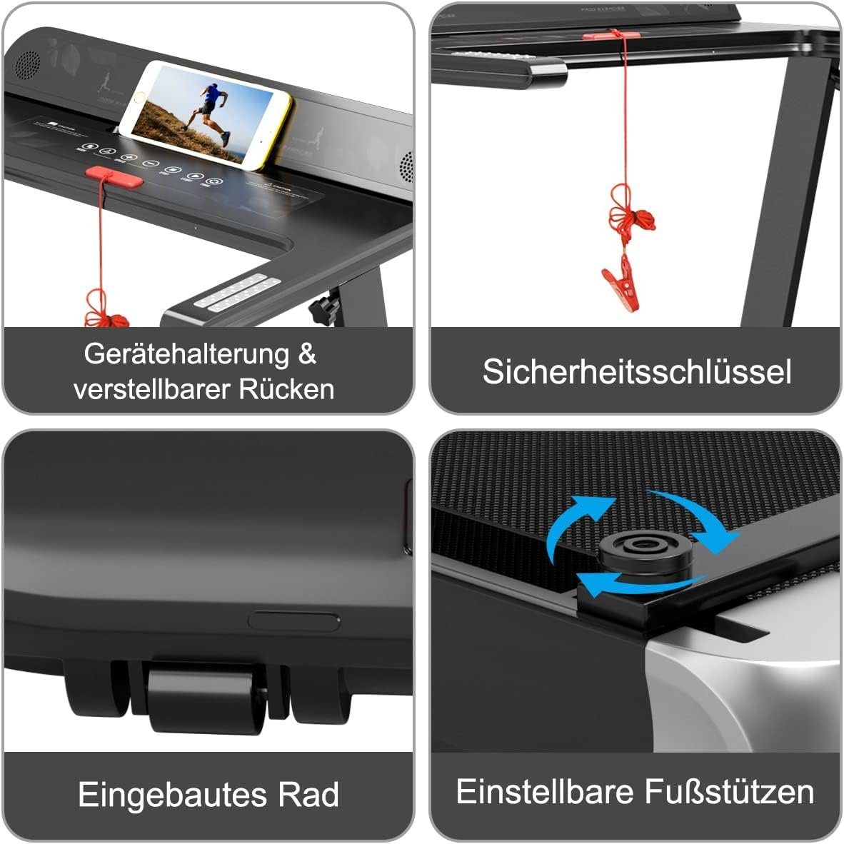 mobvoi Laufband (Laufband Zuhause 0,75 HP Elektromotor 3 Modi & 12 Programme 0-12 km/h), Laufband Zuhause mit 5-lagige, LED Display