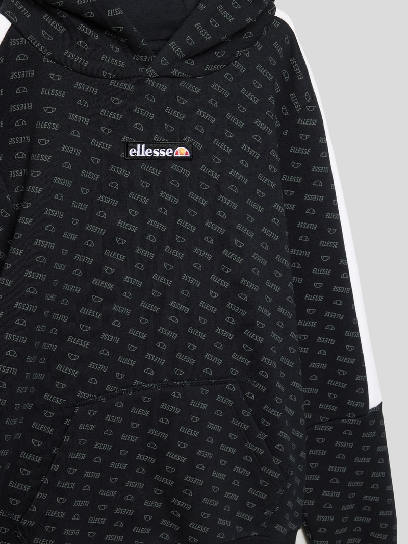 Hoodie mit Allover-Logo Modell 'Seri' in schwarz