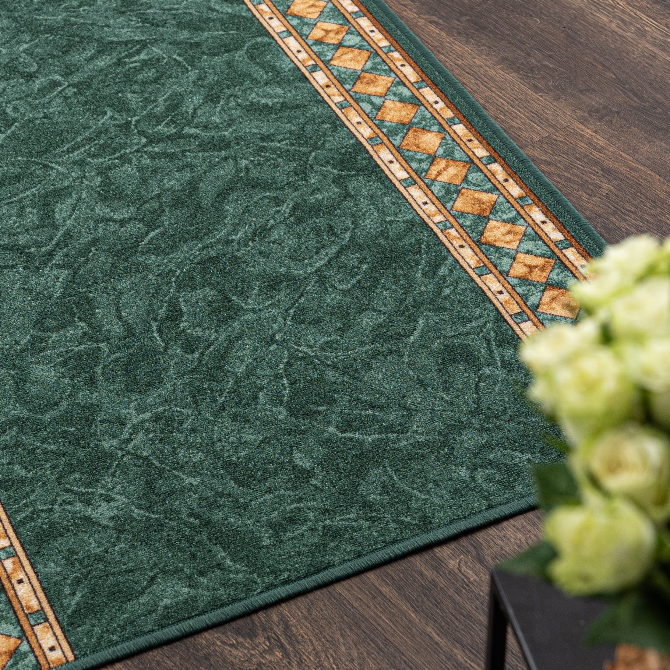 Läufer Läufer Teppichläufer - Flurläufer für Vorzimmer Küche - Grün, Mazovia, 67 x 150 cm, Kurzflor, Rutschfest, Meterware