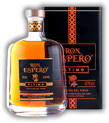 Ron Espero Reserva Extra Ultimo Ron Espero Reserva Extra Ultimo Ein wunderbarer Blend aus 15 verschiedenen Solera- und Vintage-Rums aus der Dominikanischen Republik, Jamaika, Barbados, Guyana und Trinidad. 0,7	 Liter - Vol 42%