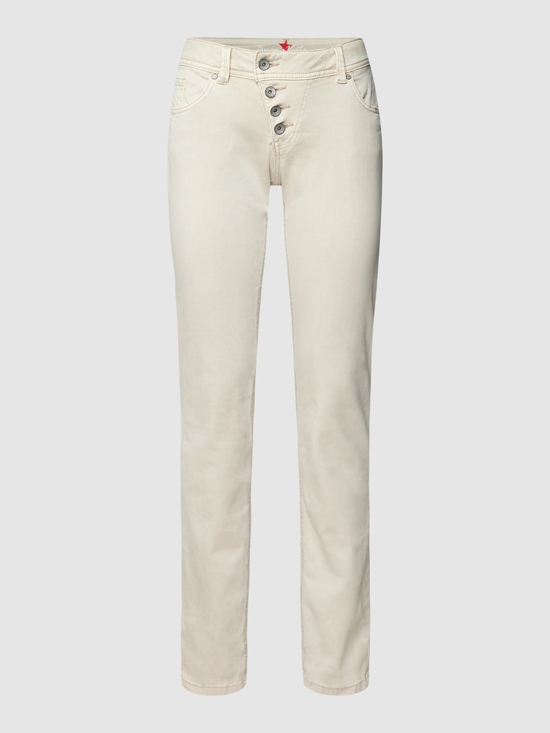 Jeans mit Label-Detail Modell 'MALIBU' in kitt