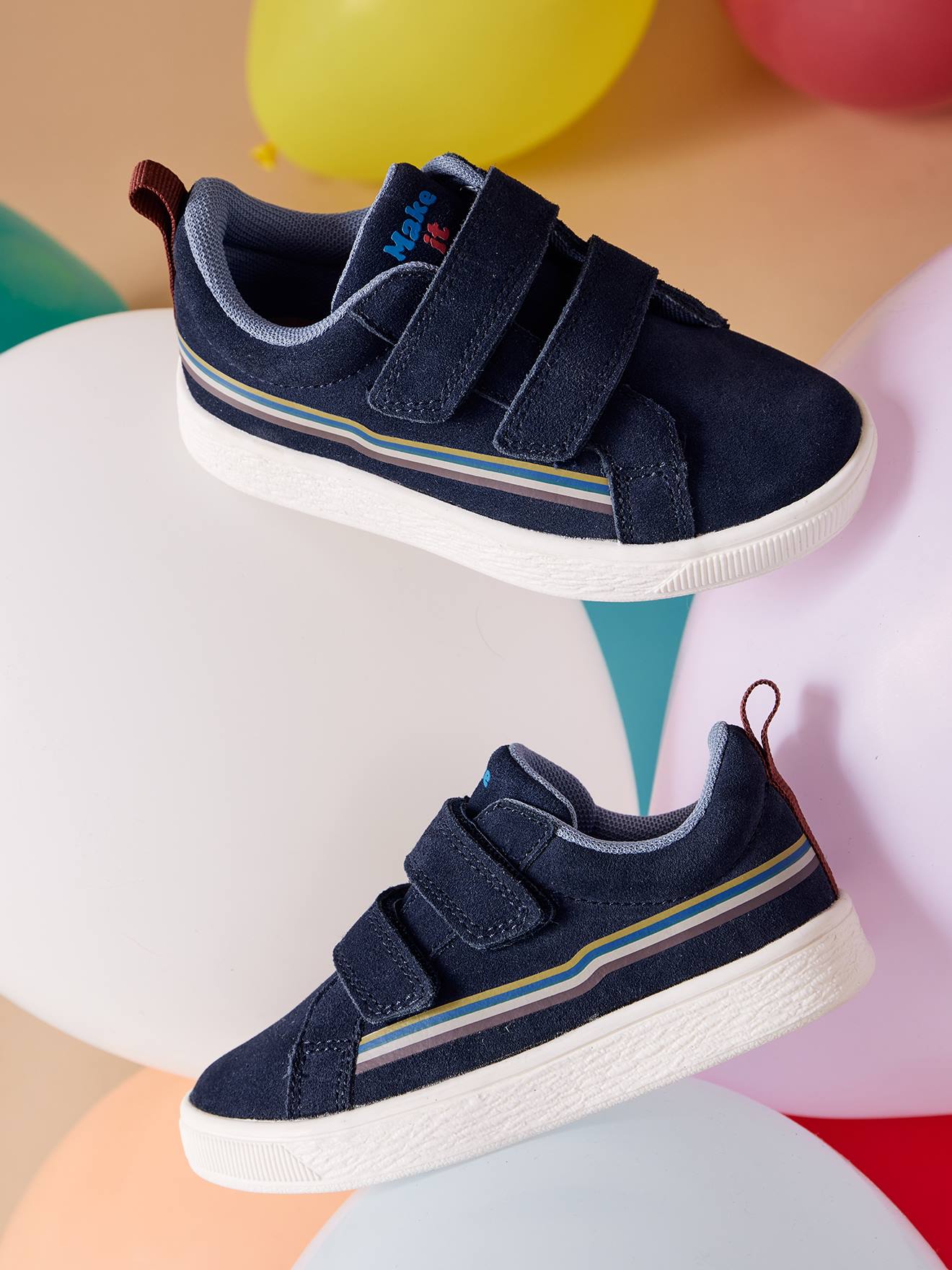 Vertbaudet Kinder Klett-Sneakers mit Anziehtrick - marine
