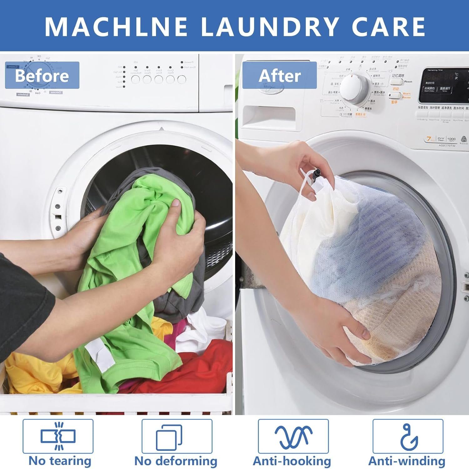 ASLENY Wäschenetz 5 Stück Wäschenetz für die Waschmaschine, Wäschesack mit Kordelstopper,(5-St., Robuster Wäschesack für Hemden, BHs, Unterwäsche und Socken), Wiederverwendbar, Feinmaschige Wäschesäcke