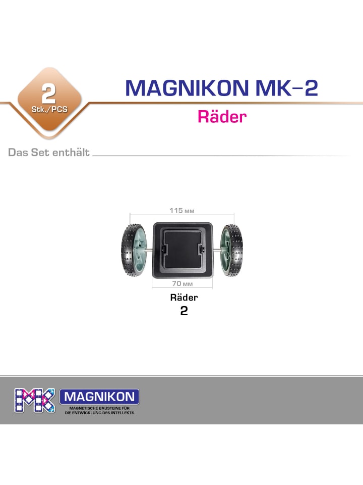 MAGNIKON 2 Stück Magnet Click-Räder für magnetische Bausteine, Ergänzungsset -ab 3 Jahren günstig kaufen onesize
