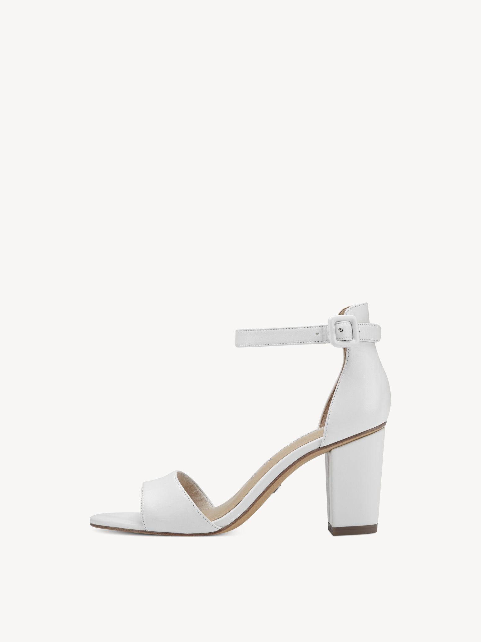 Sandale à talon en cuir - blanc
