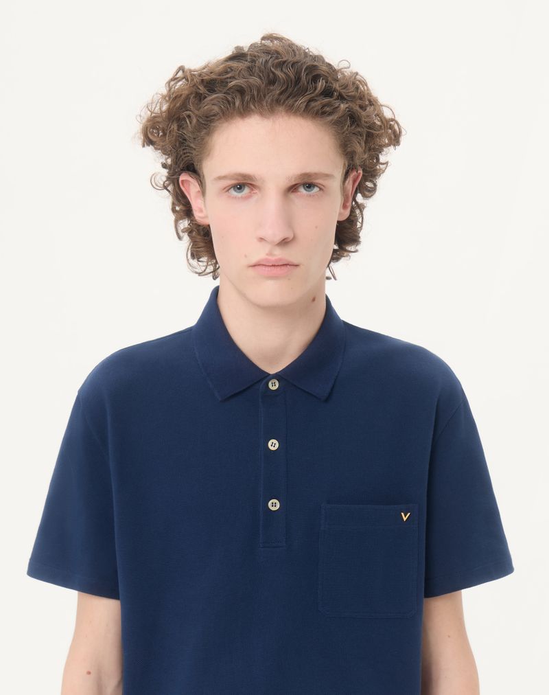 Camisa polo Valentino em algodão piqué com detalhes dourados