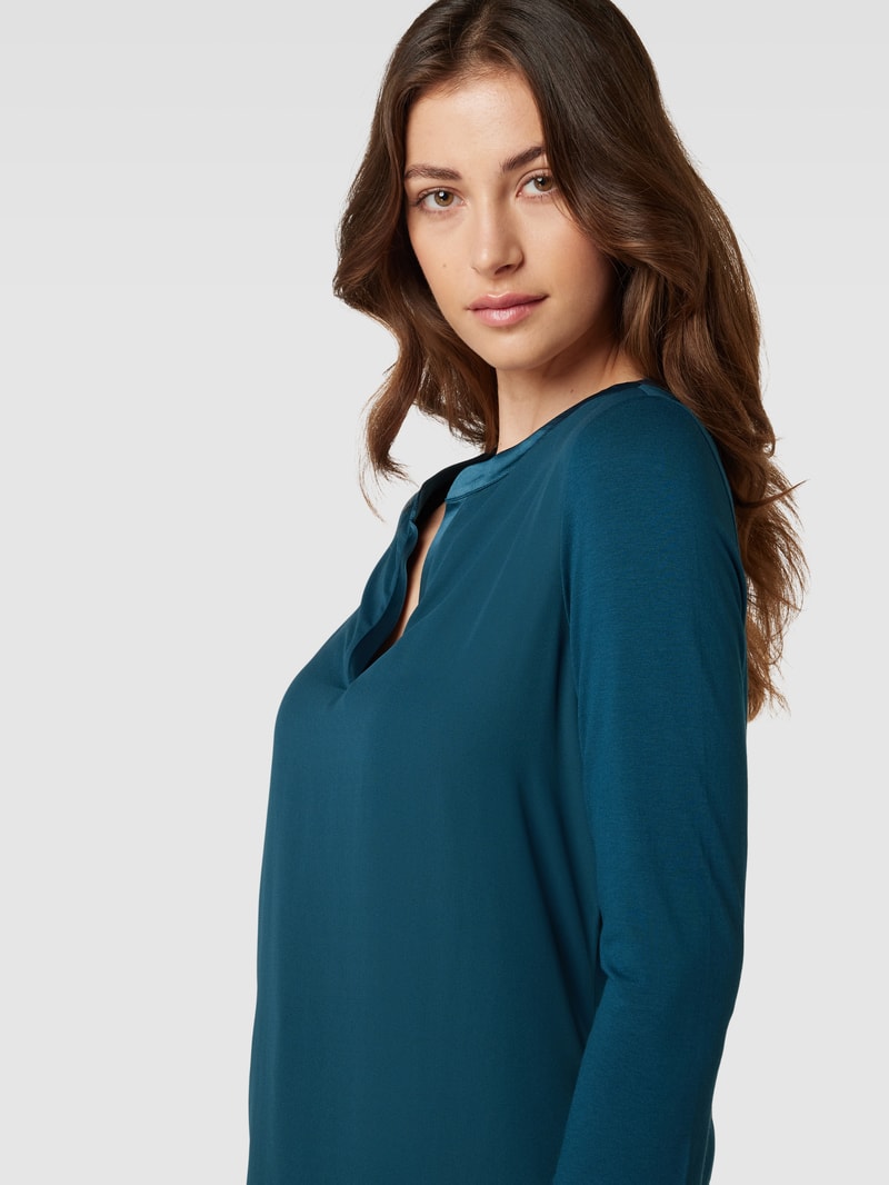Blusenshirt mit V-Ausschnitt in petrol