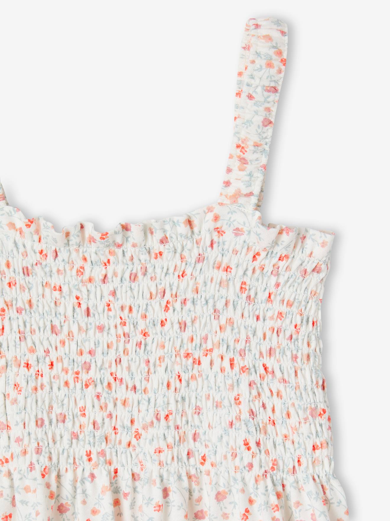 Vertbaudet Gesmoktes Mädchen Trägerkleid Oeko-Tex - smaragd