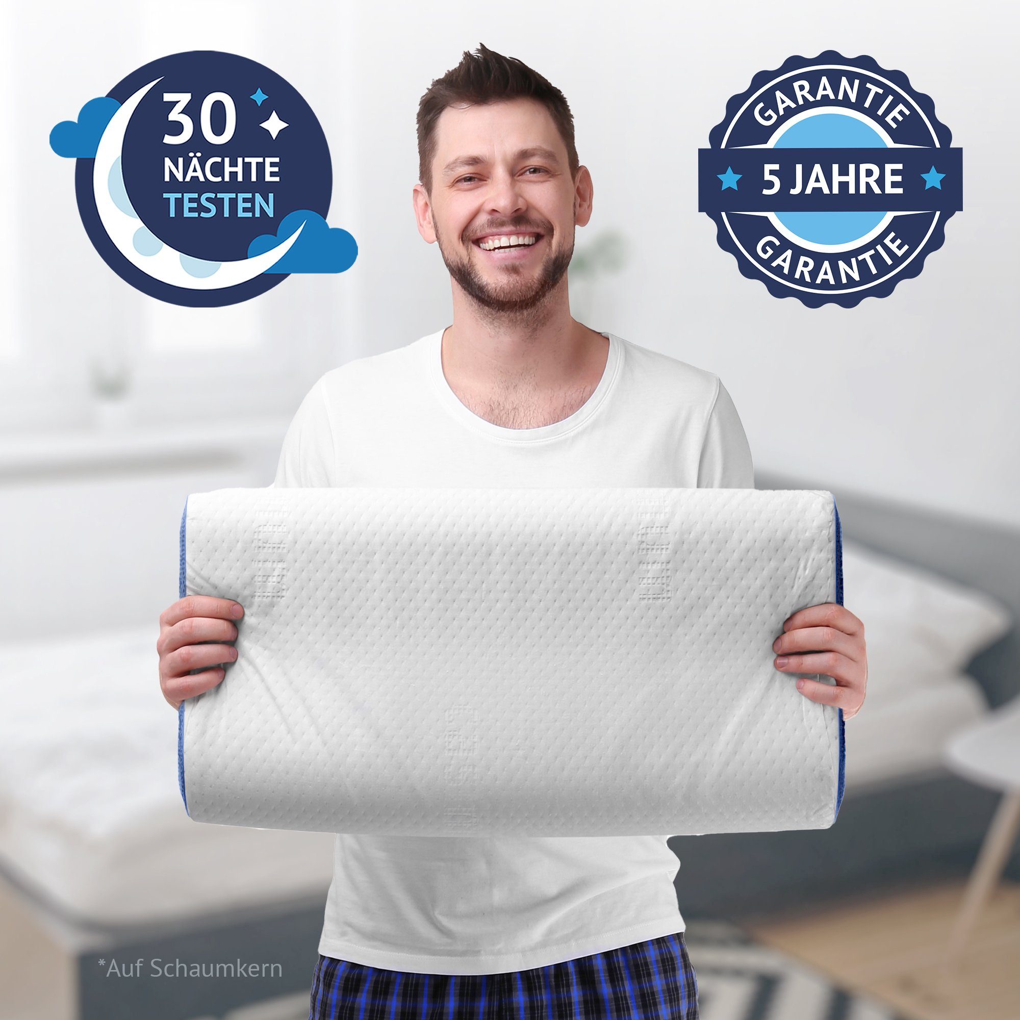 Nackenstützkissen Ergo Vario, casimum, Füllung: Memory Foam, Bezug: Ohne, ergonomisches Nackenstützkissen, höhenverstellbar 60x30, ohne Bezug