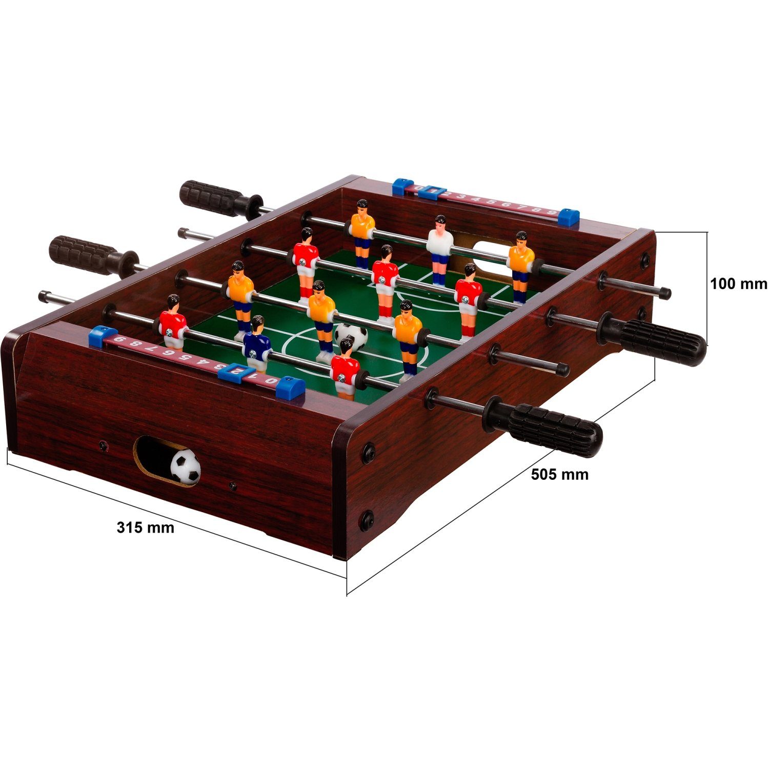 GAMES PLANET Mini-Tischkicker Mini Kicker Tischfußball „Dundee“, Tischkicker, Maße: 51x31x8 cm, Gewicht: 2,6 kg, 4 Dekorvarianten