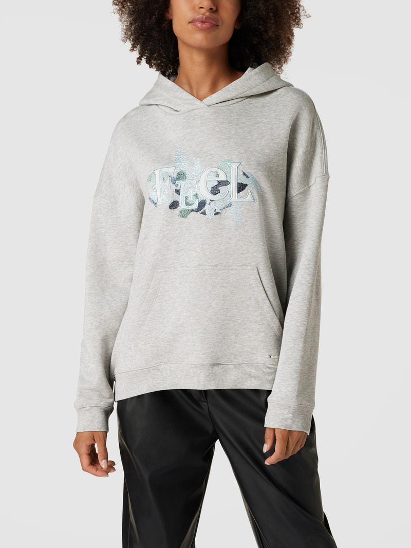 Hoodie mit Motiv-Stitching Modell 'STYLE.BENA' in mittelgrau