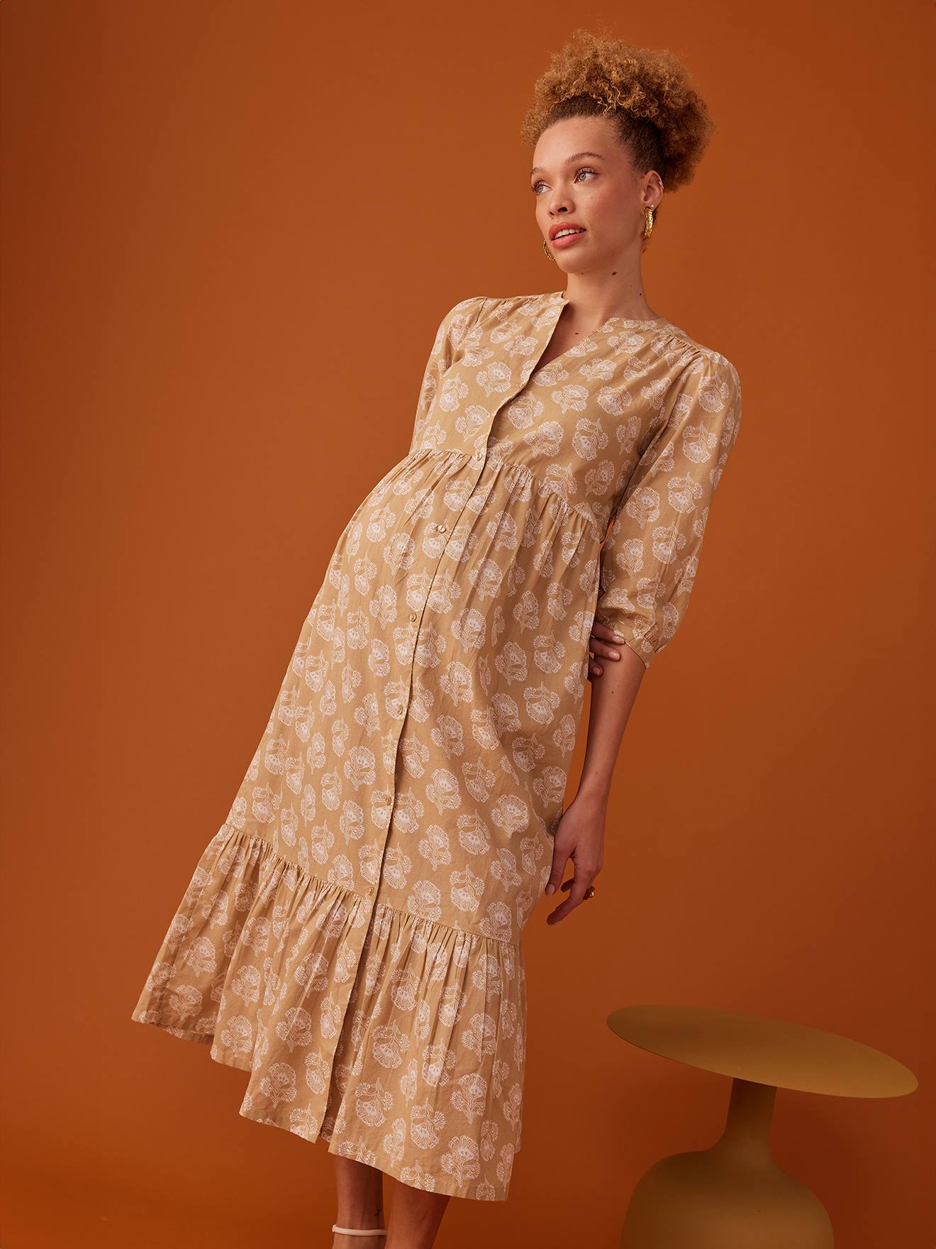 Envie de Fraise Langes Boho-Kleid für Schwangerschaft & Stillzeit ENVIE DE FRAISE - gelb