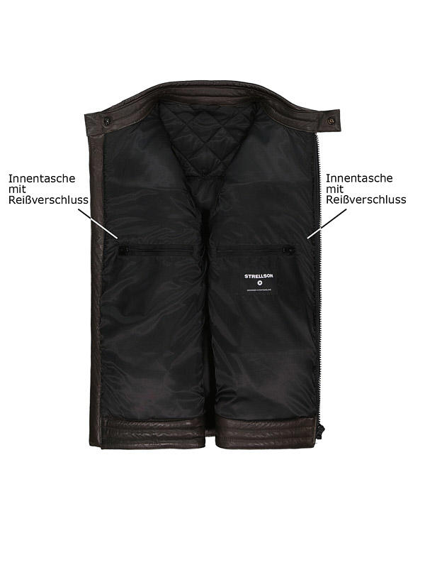 Strellson, Lederjacke Sorrento, Lammnappa wattiert, tannengrün