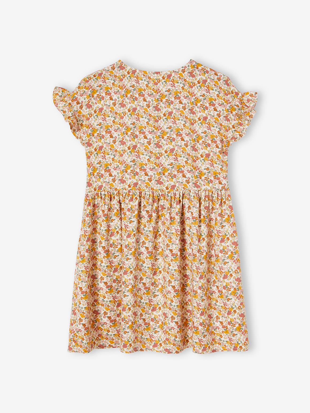 Vertbaudet Mädchen Kleid, Blumen Oeko-Tex - marine