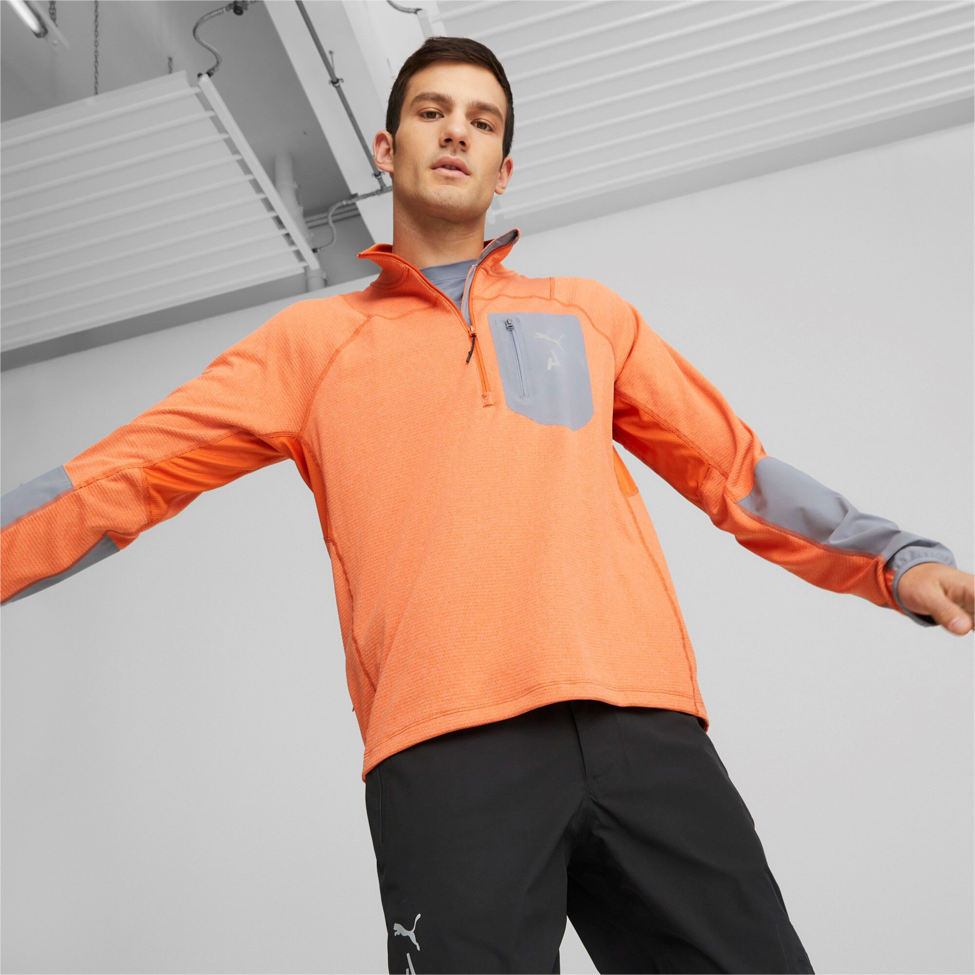 Seasons Raincell Half-Zip Lauftop Herren - Orange, Grau