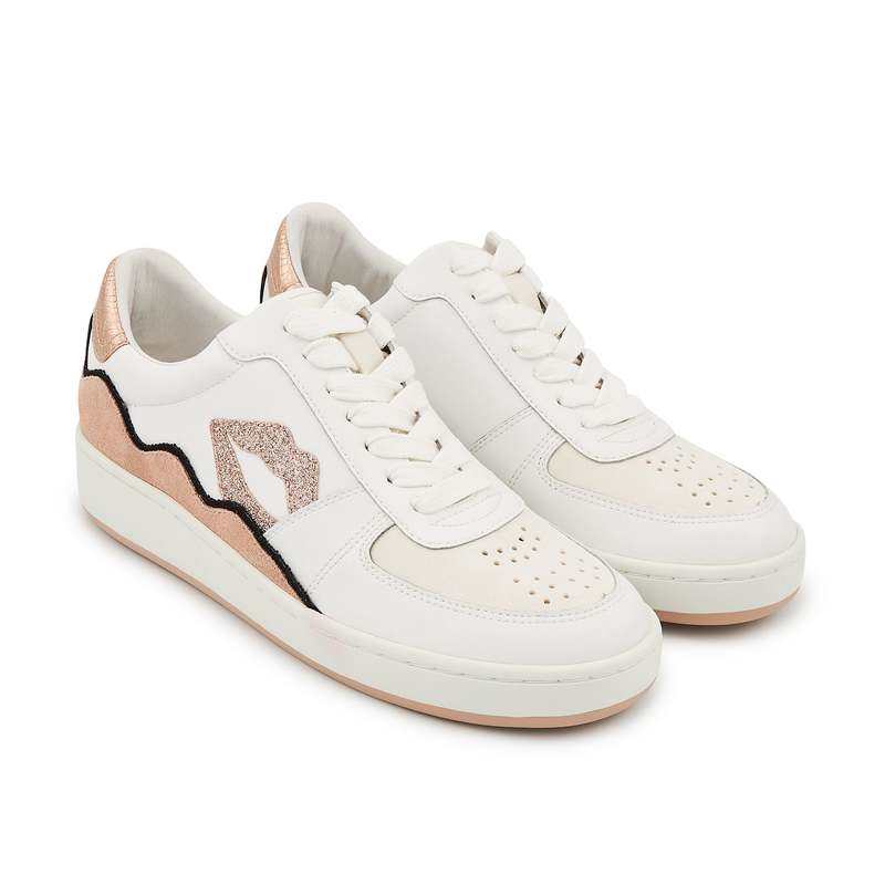 Baskets en cuir Loulou blanc rose gold suede