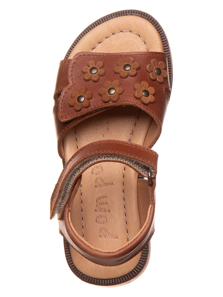 POM POM Leder-Sandalen in Braun günstig kaufen
