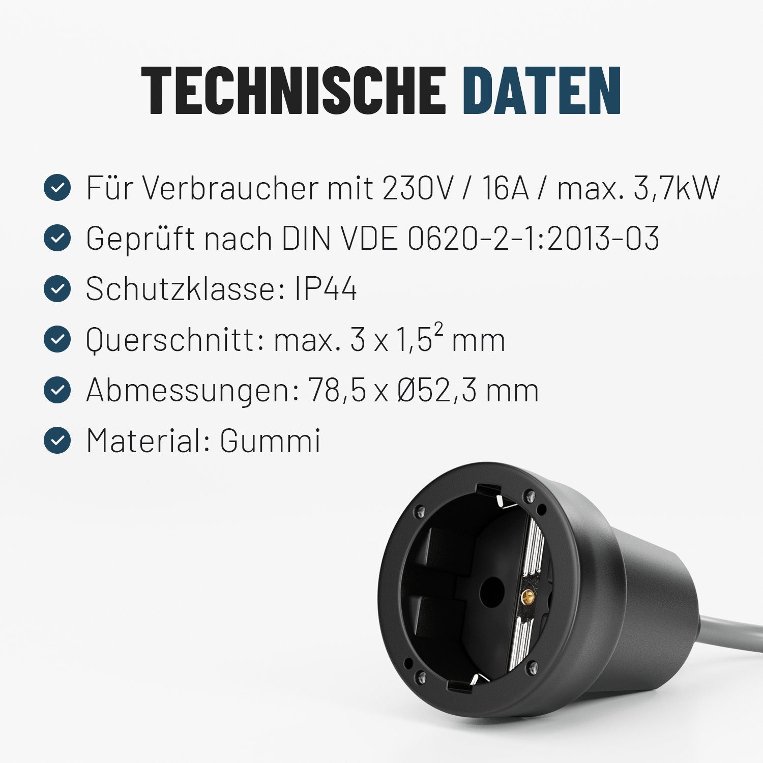 greate. Steckdose 3x Schutzkontakt Kupplung - IP44 Schutzkontaktkupplung Schuko Kupplung, 1-St.