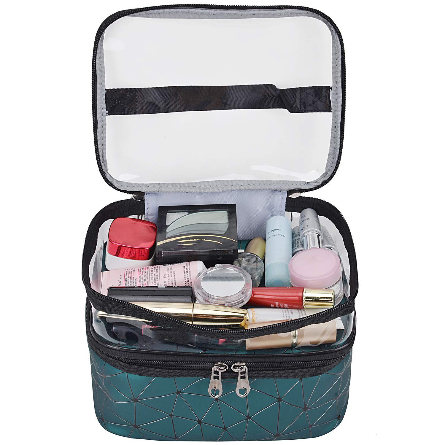 FeelGlad Kosmetikkoffer Makeup Bag,Kosmetiktasche Transparent,Cosmetic Bag (Spar-Set), in schlichter Optik