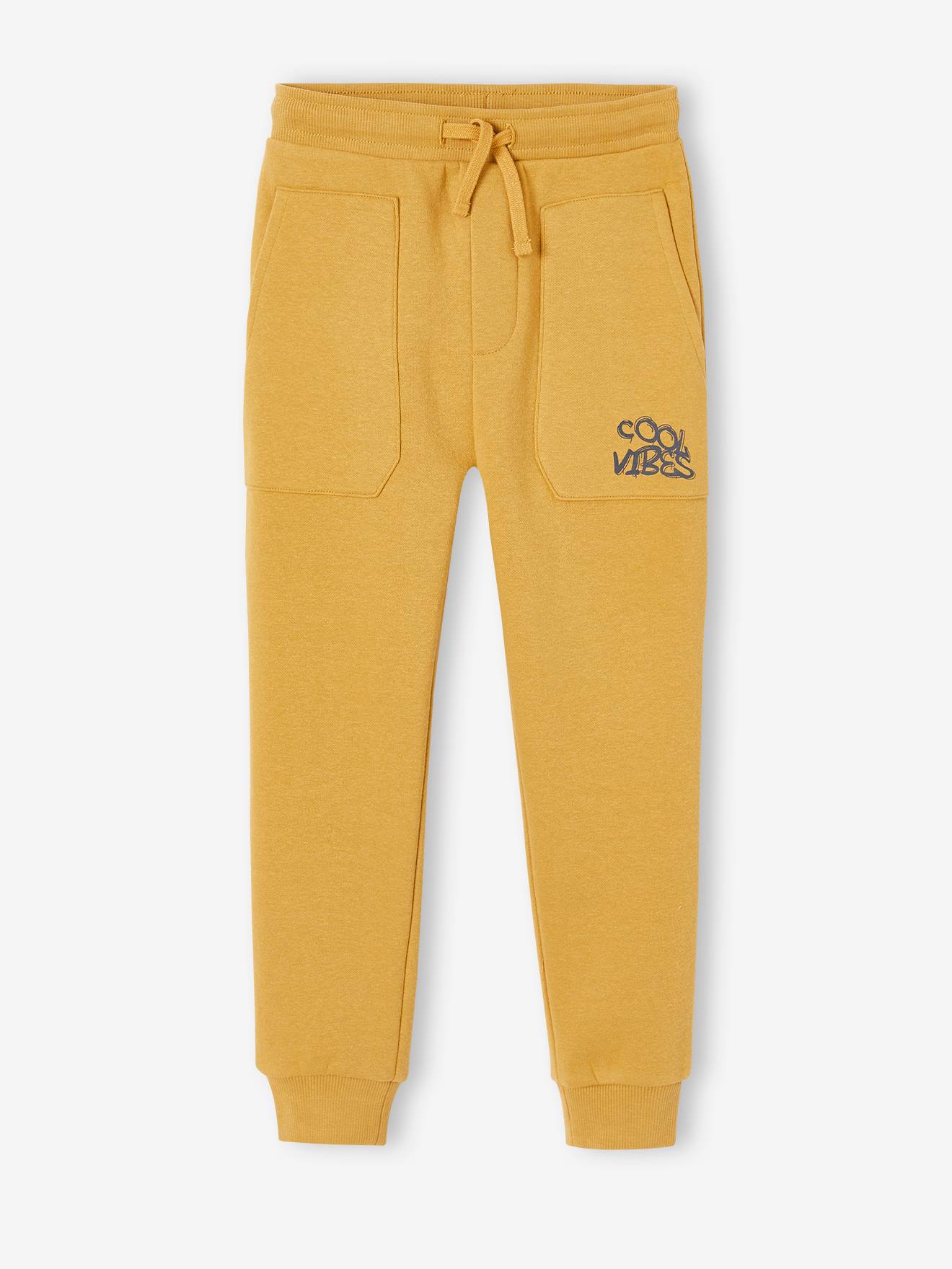 Pantalon jogger en molleton garçon moutarde