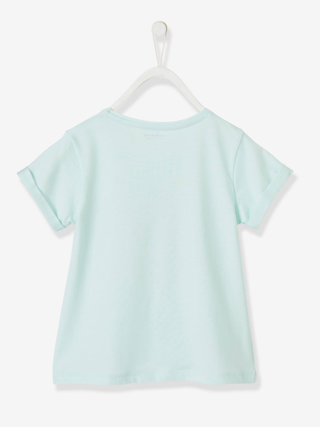 T-shirt fille à sequins réversibles bleu ciel