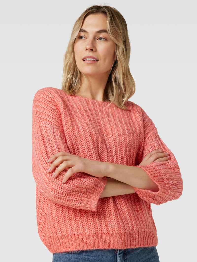Strickpullover mit 3/4-Arm Modell 'Polomna' in koralle