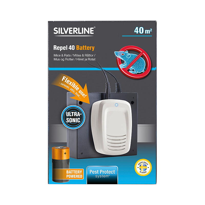 Silverline Mus- og rotteavskrekker Batteri Repel 40