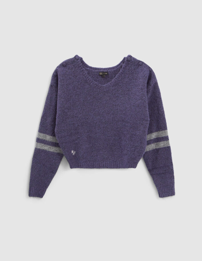 Pull violet forme cropped en tricot fille