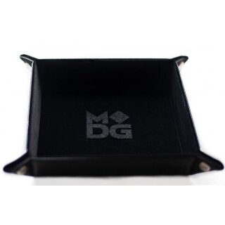 Velvet Folding Dice Tray 10x10 Black with Leather Backing