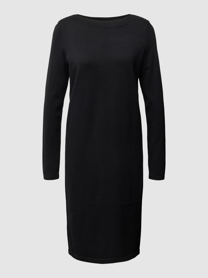 Knielanges Kleid mit U-Ausschnitt in schwarz