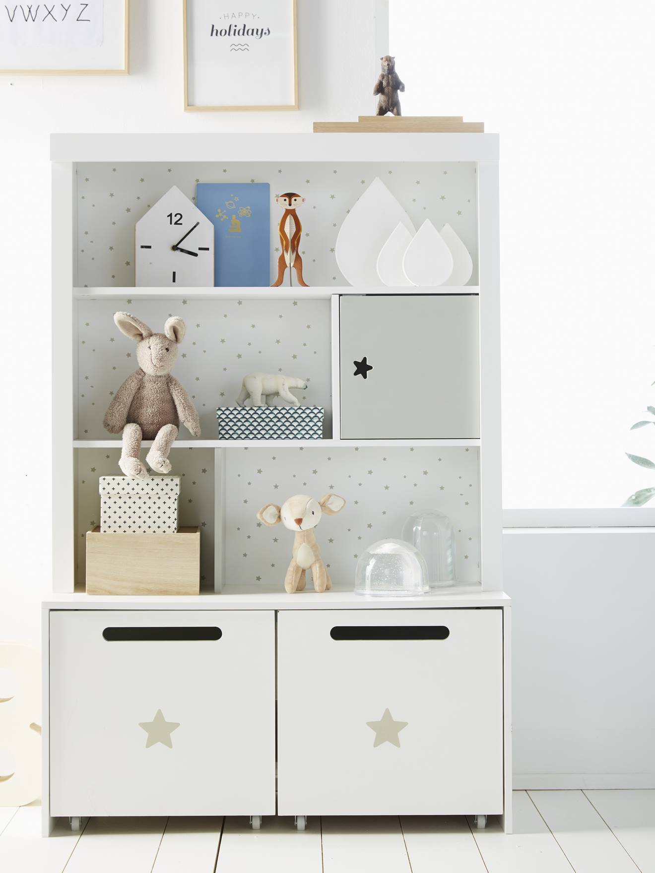 Vertbaudet Hohes Kinderzimmer Regal SIRIUS - weiß/grau