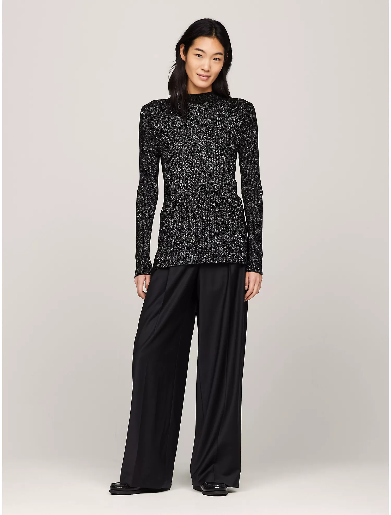 Mockneck Shimmer Sweater