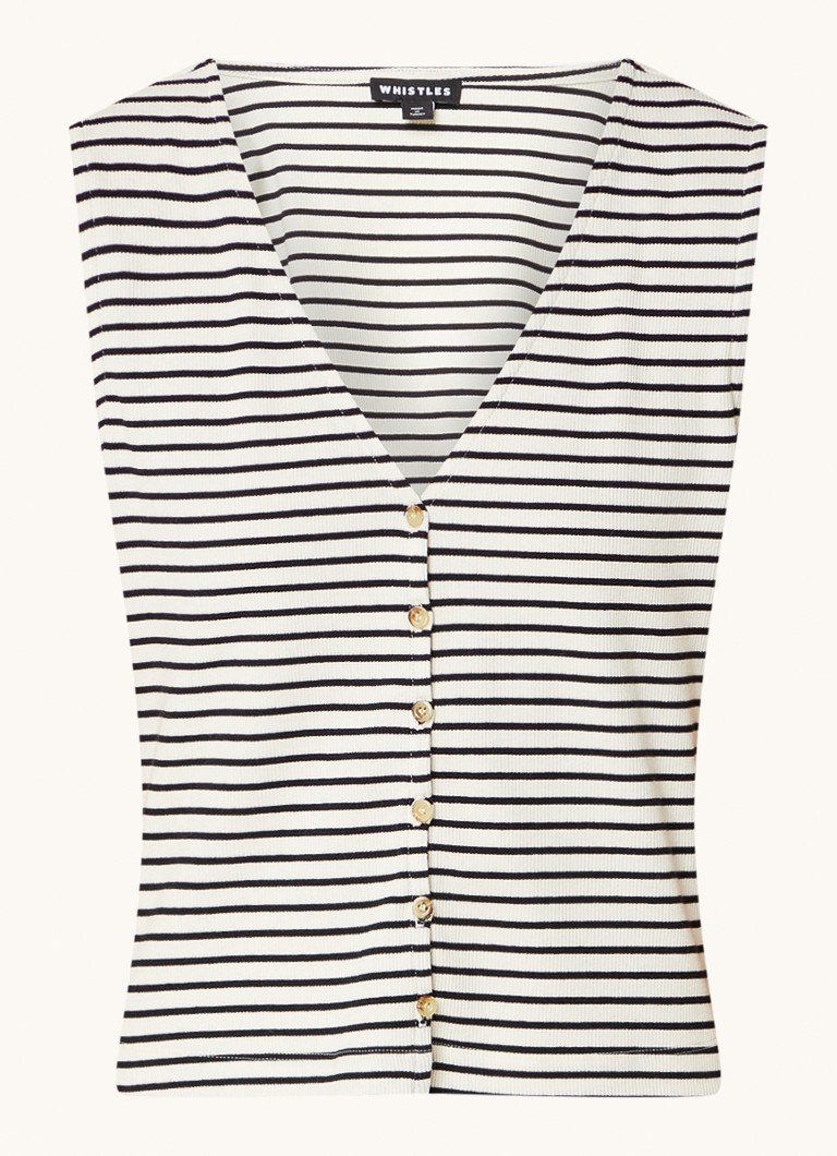 Whistles Rib knitted top with stripe print