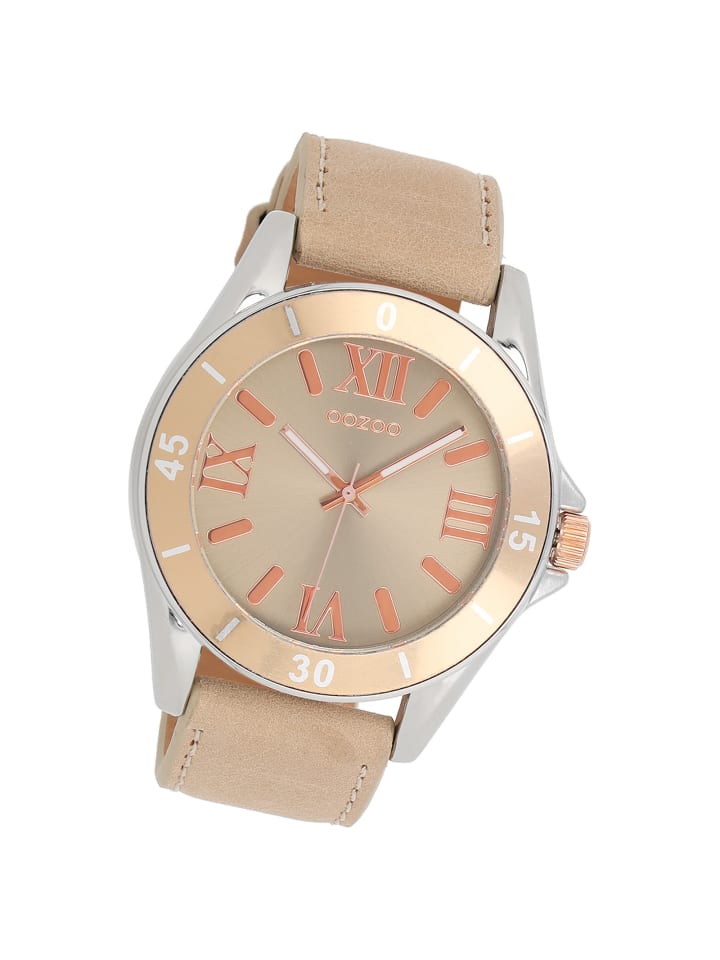 Oozoo Analog-Armbanduhr Oozoo Vintage Series beige, rosa groß (ca. 45mm) günstig kaufen onesize