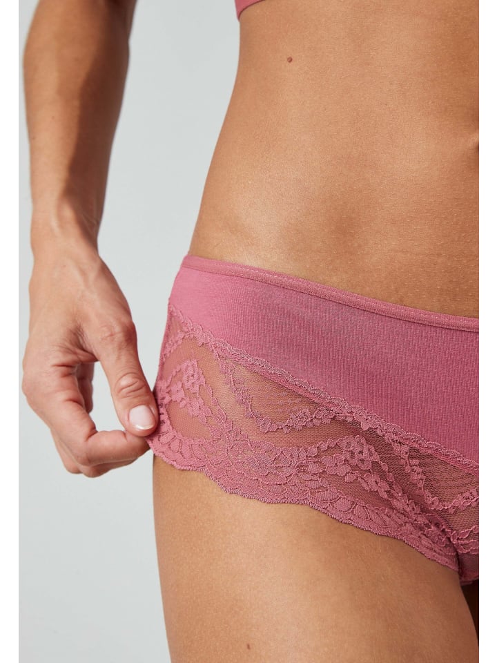 SNOCKS Hipster mit Spitze aus Bio-Baumwolle 3 Stück in Mauve günstig kaufen