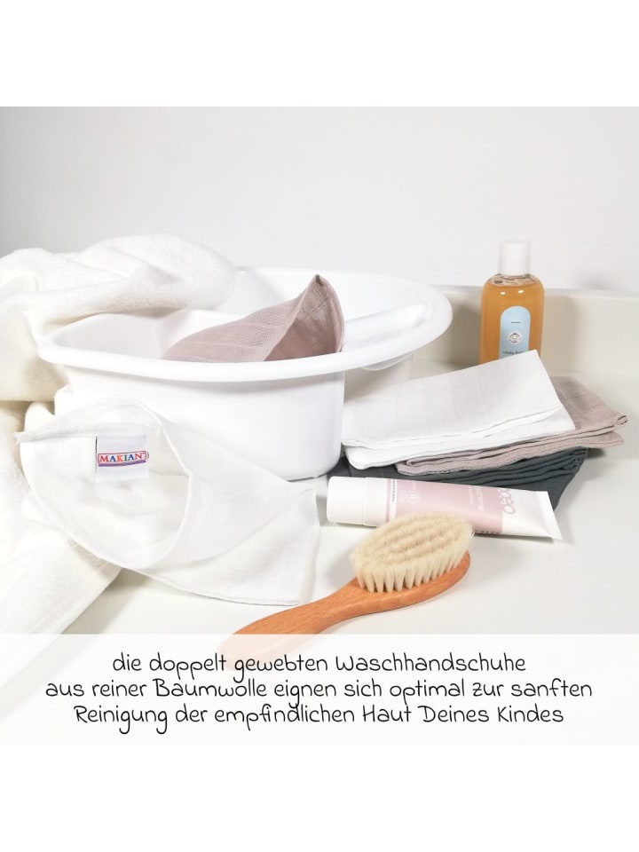 Makian Mull-Waschhandschuh 6er Pack 15 x 20 cm - Graphit / in beige,grau günstig kaufen onesize