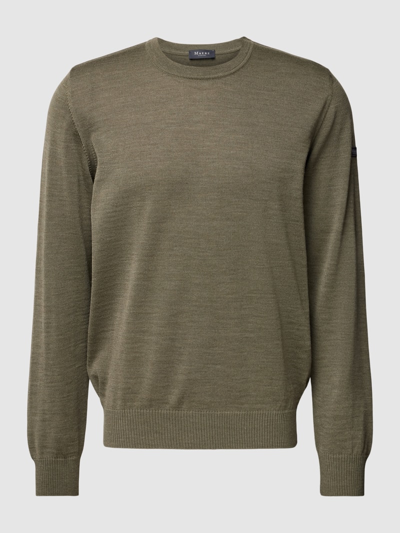 Strickpullover mit gerippten Abschlüssen in schilf