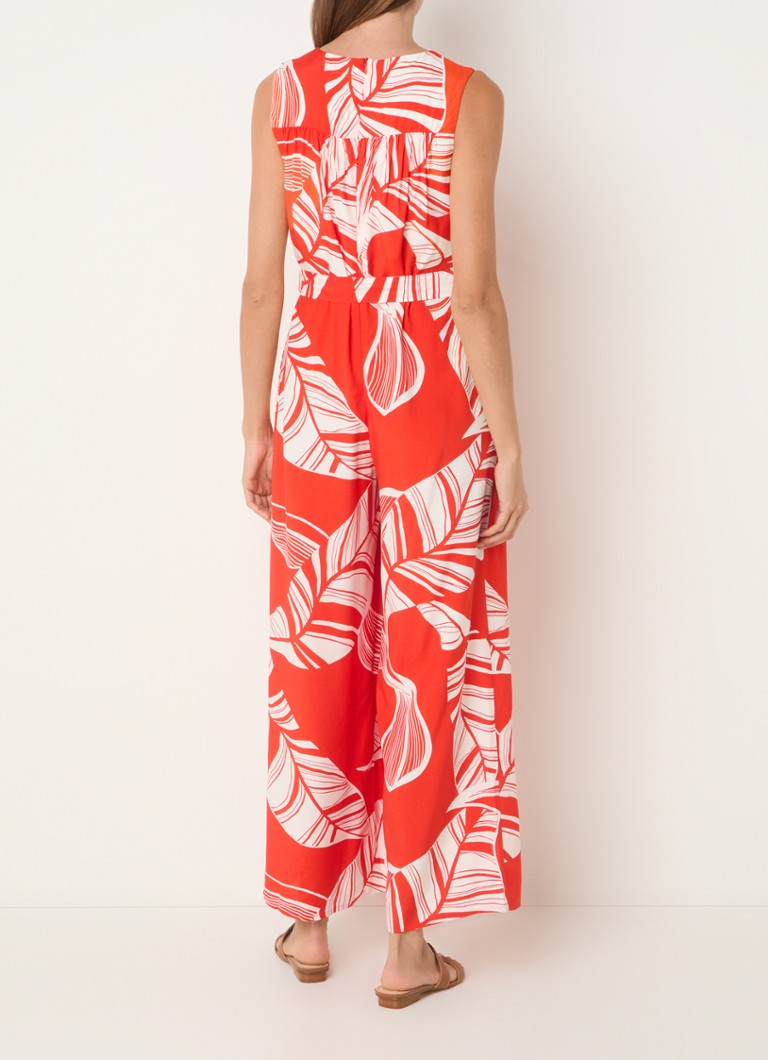 Phase Eight Suzie wide fit jumpsuit with leaf print and tie belt