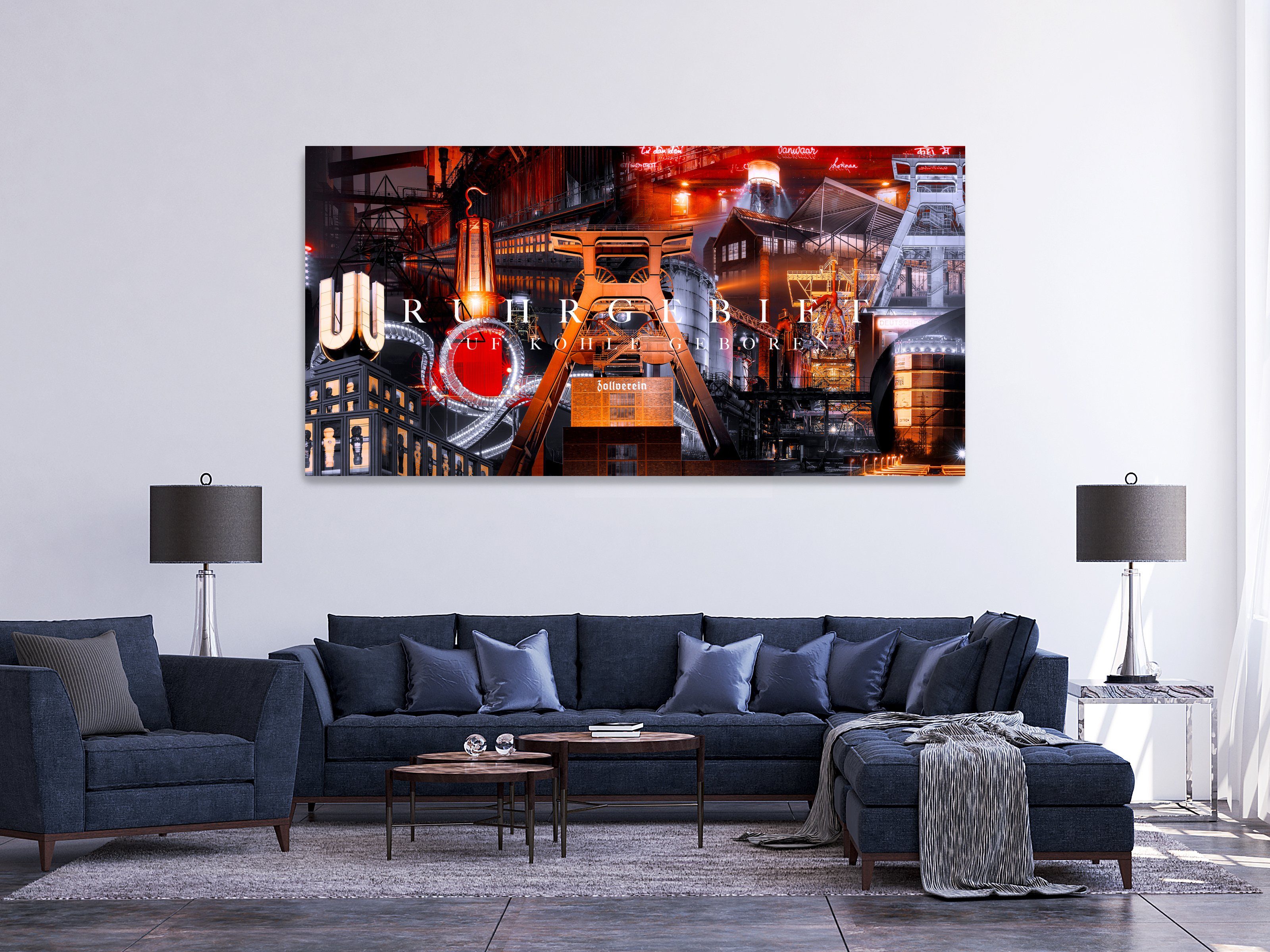 ruhrpott.pics - Bilder Manufaktur Leinwandbild Ruhrgebiet Collage XXL Leinwandbild mit Förderturm - Exklusiv aus des Ruhrpott, in 8 unterschiedlichen Größen erhältlich