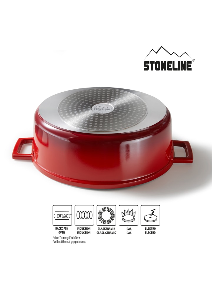 Stoneline Cocotte Bräter Oval 32x25 cm | mit Deckel in Rot günstig kaufen Ø 32 cm