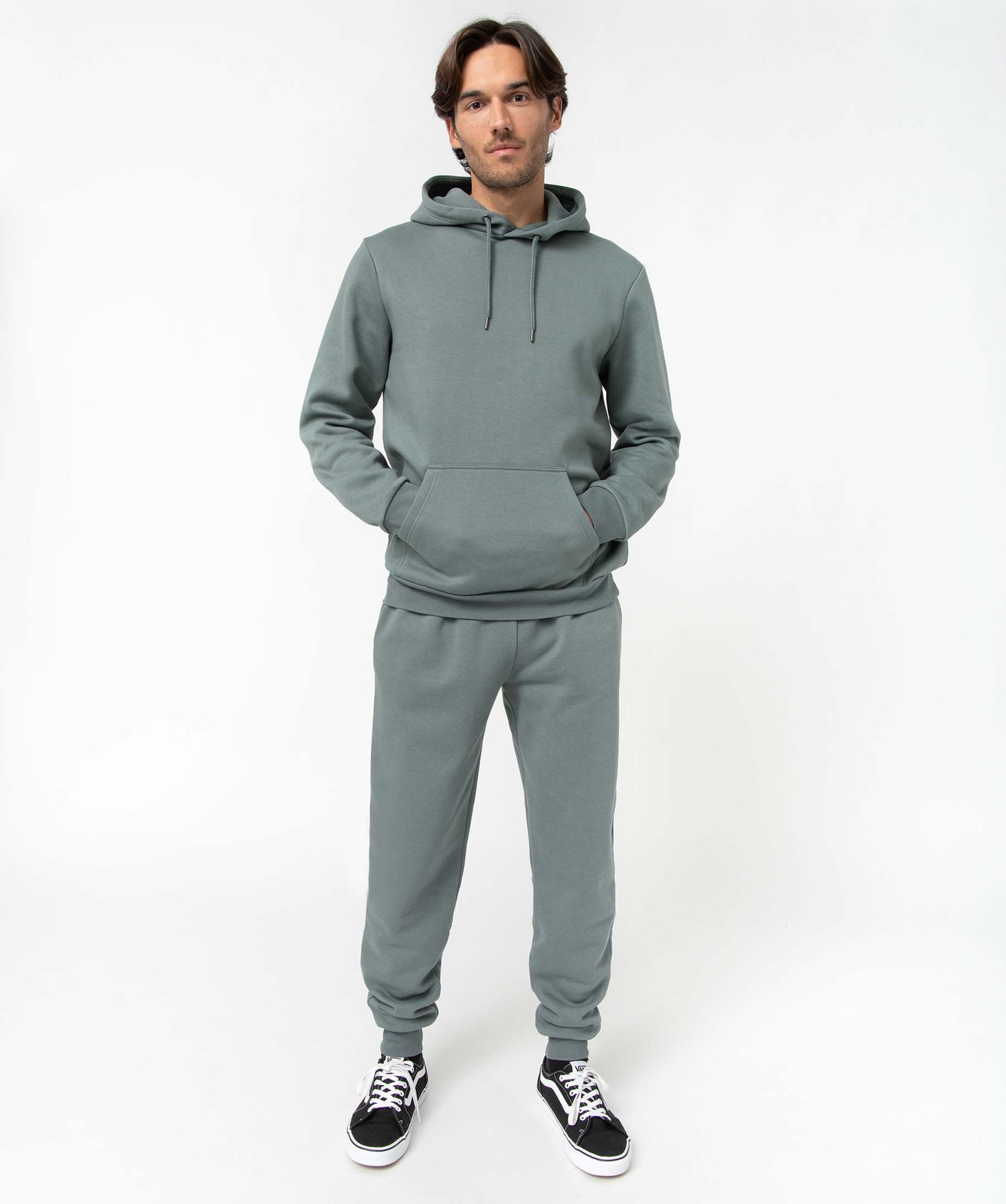 Sweat homme à capuche intérieur molletonné vert | GEMO