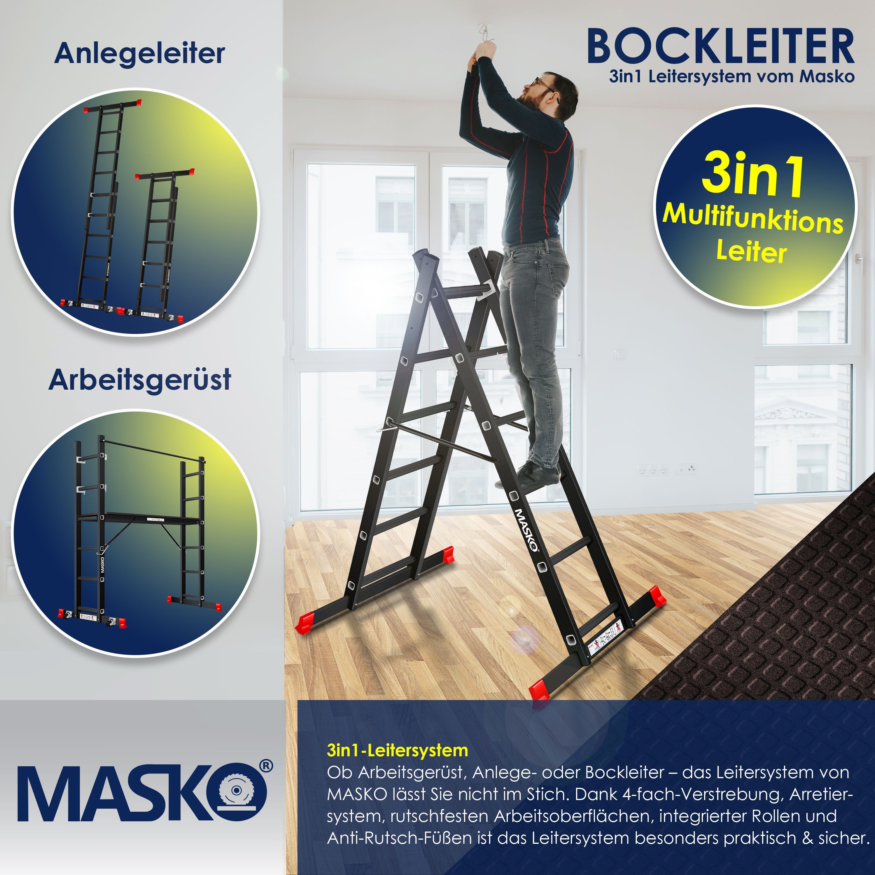 MASKO Gerüst, Baugerüst Alugerüst Gerüst Alu Leiter Arbeitsgerüst