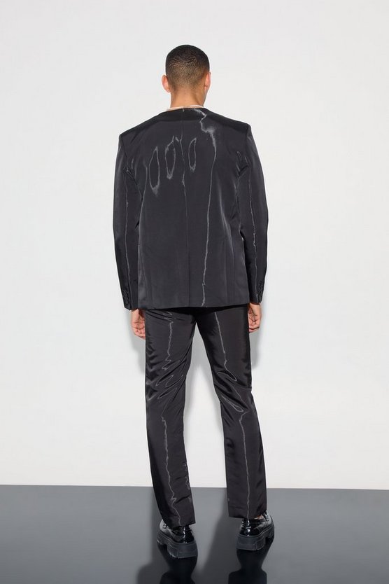 Metallic Anzughose mit geradem Bein