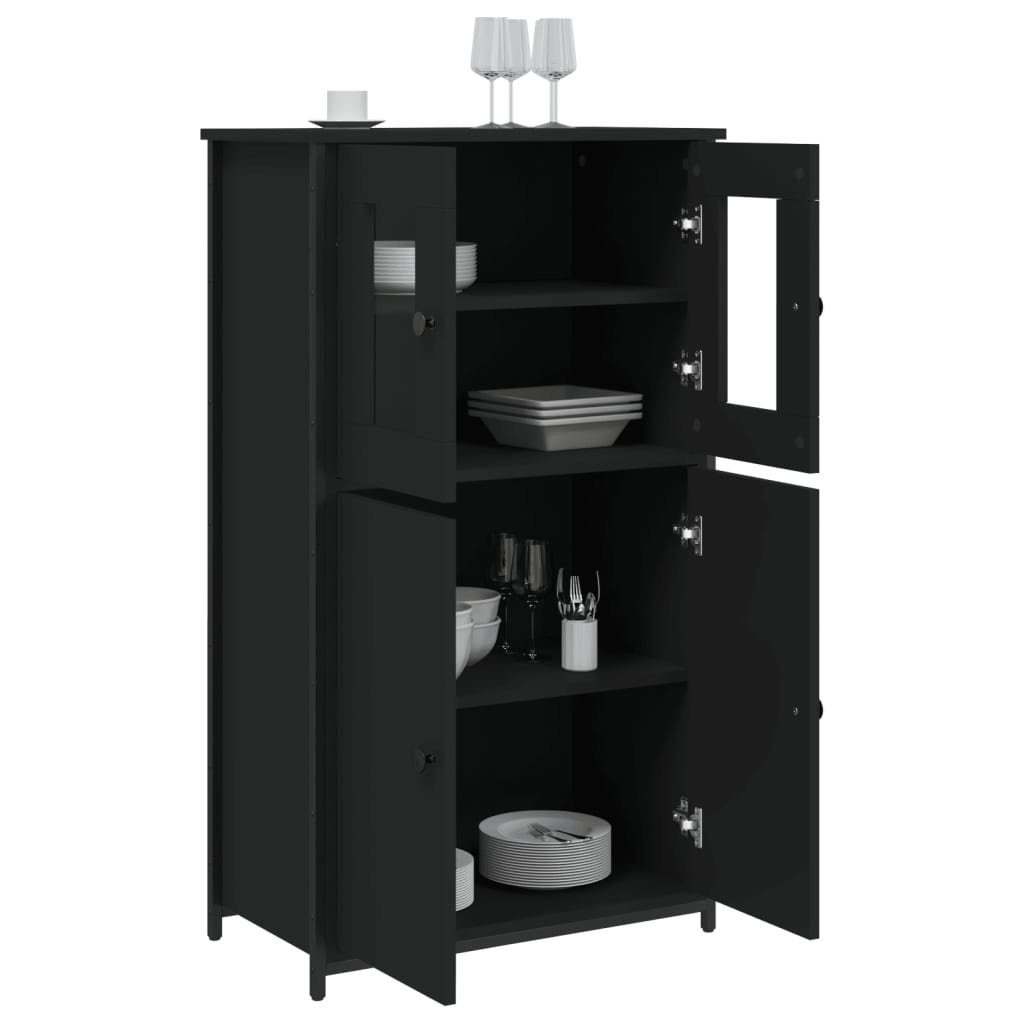 vidaXL Anrichte Highboard Schwarz 62x32x106,5 cm Holzwerkstoff Glas Vitrine